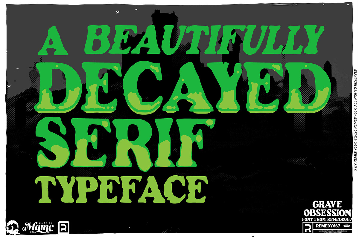 Grave Obsession - Grunge Font, a Serif Font by Remedy667 (Photo 5 of 9)