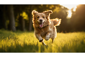 exercise dog running in grass ai, a Nature Photo by pikepicture