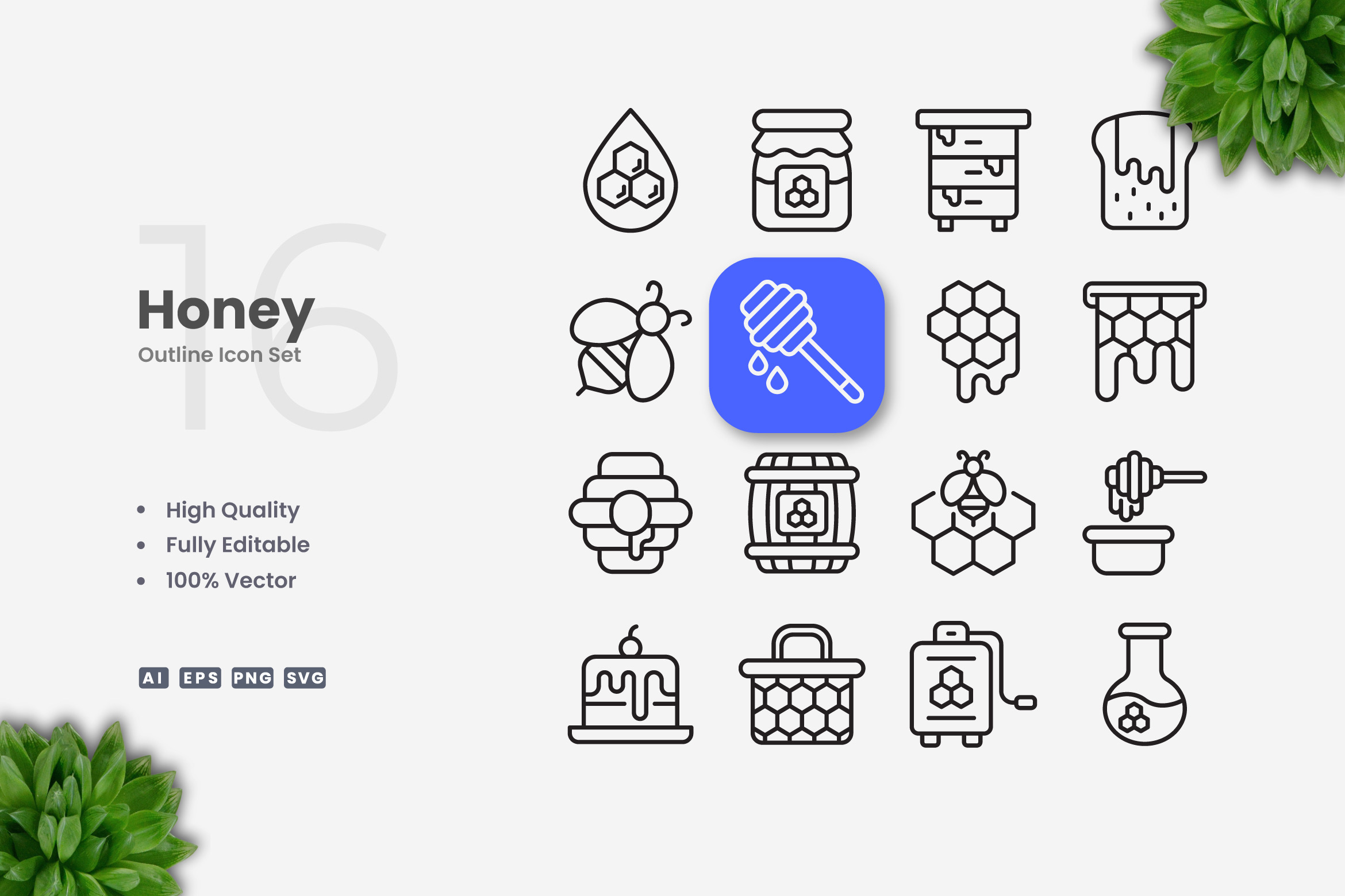 Honey Outline Icons