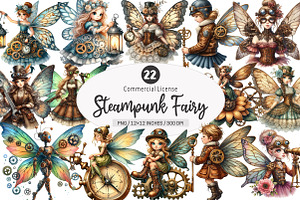 Steampunk Fairy Clipart PNG, an Illustration by SinaCreation