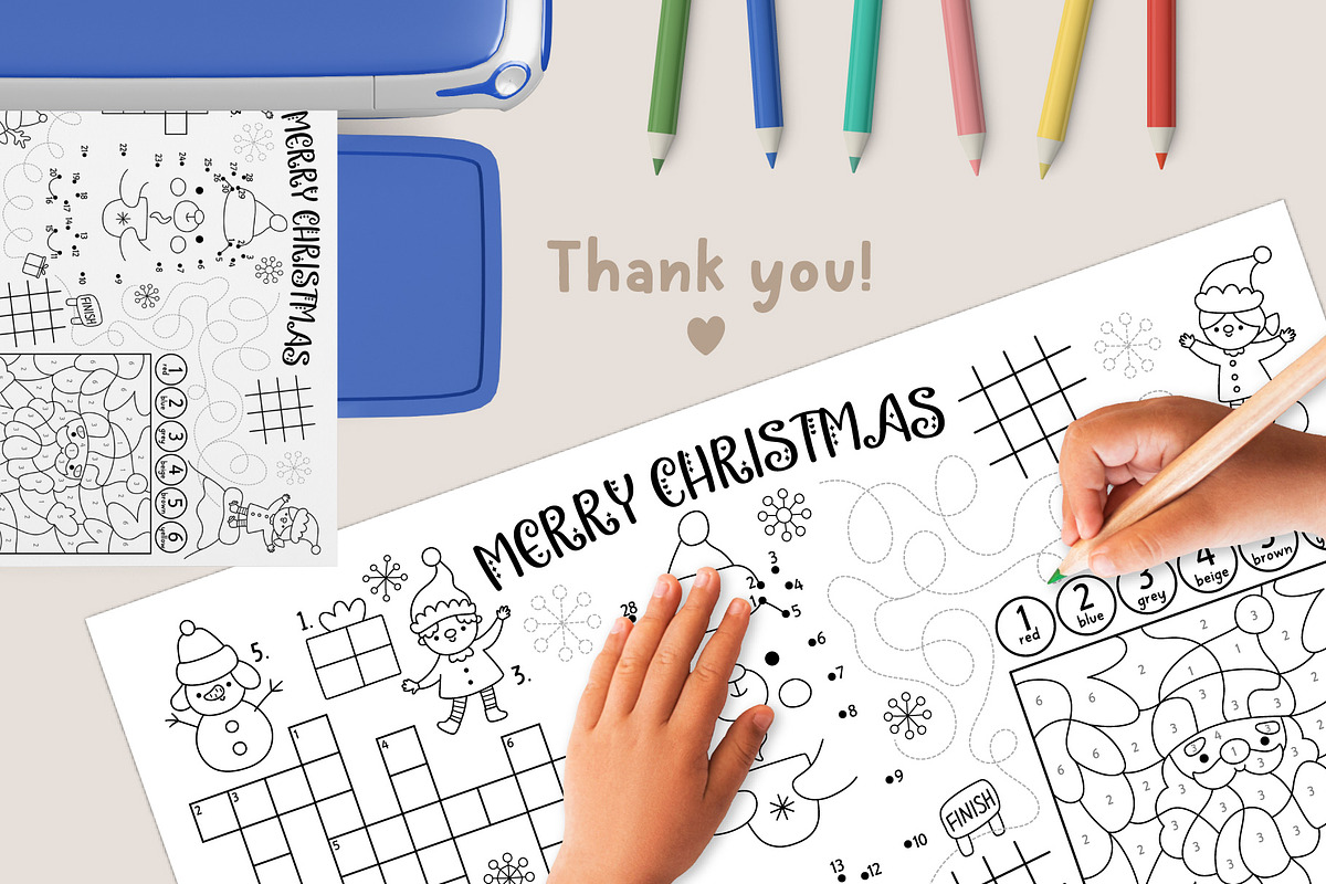 Christmas village coloring placemats, an Education Illustration by Lexi Claus (Photo 6 of 6)
