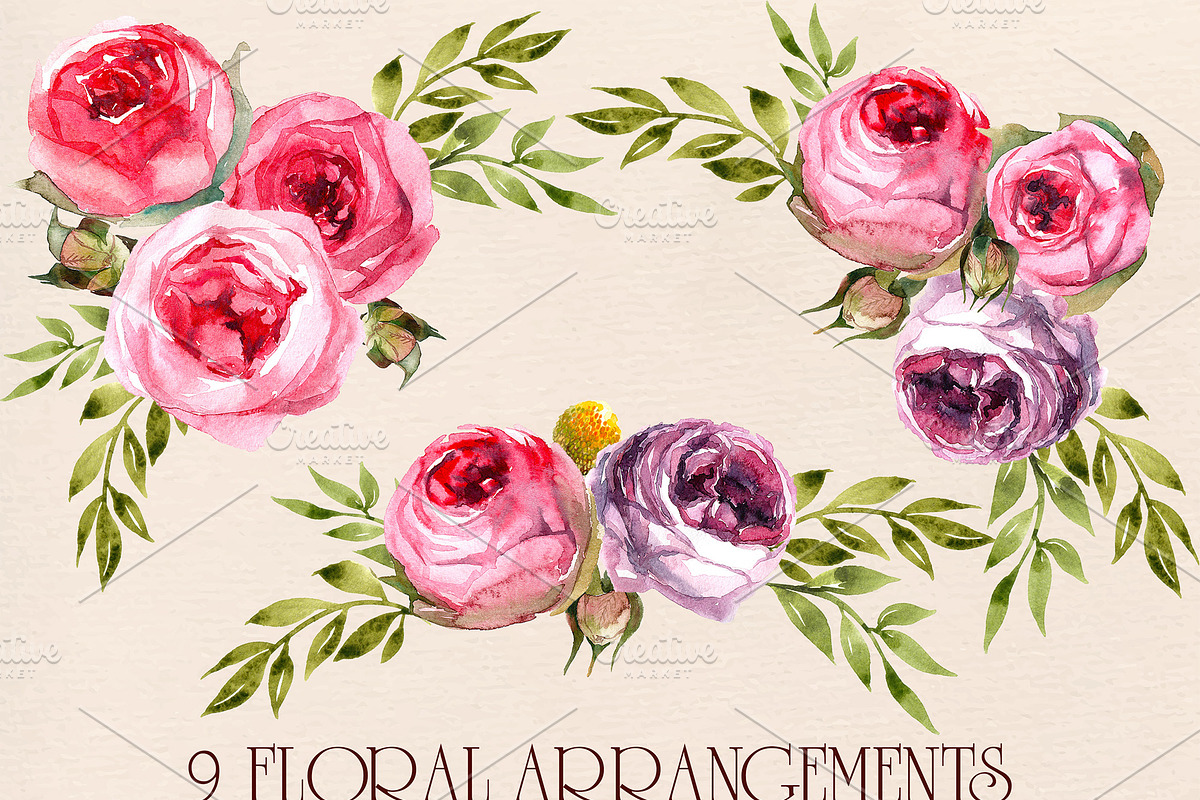 watercolor set Peony-pink rose, a Texture Graphic by Antikva17 (Photo 2 of 5)