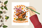 Happy Thanksgiving Girl Turkey PNG, an Illustration by designcity5 (Thumbnail 5 of 8)