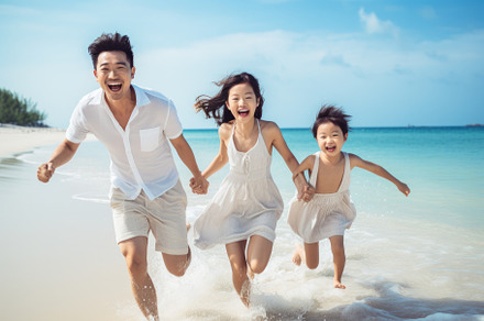 Happy asian family running and jumpi, a Photo by Iftikhar Alam