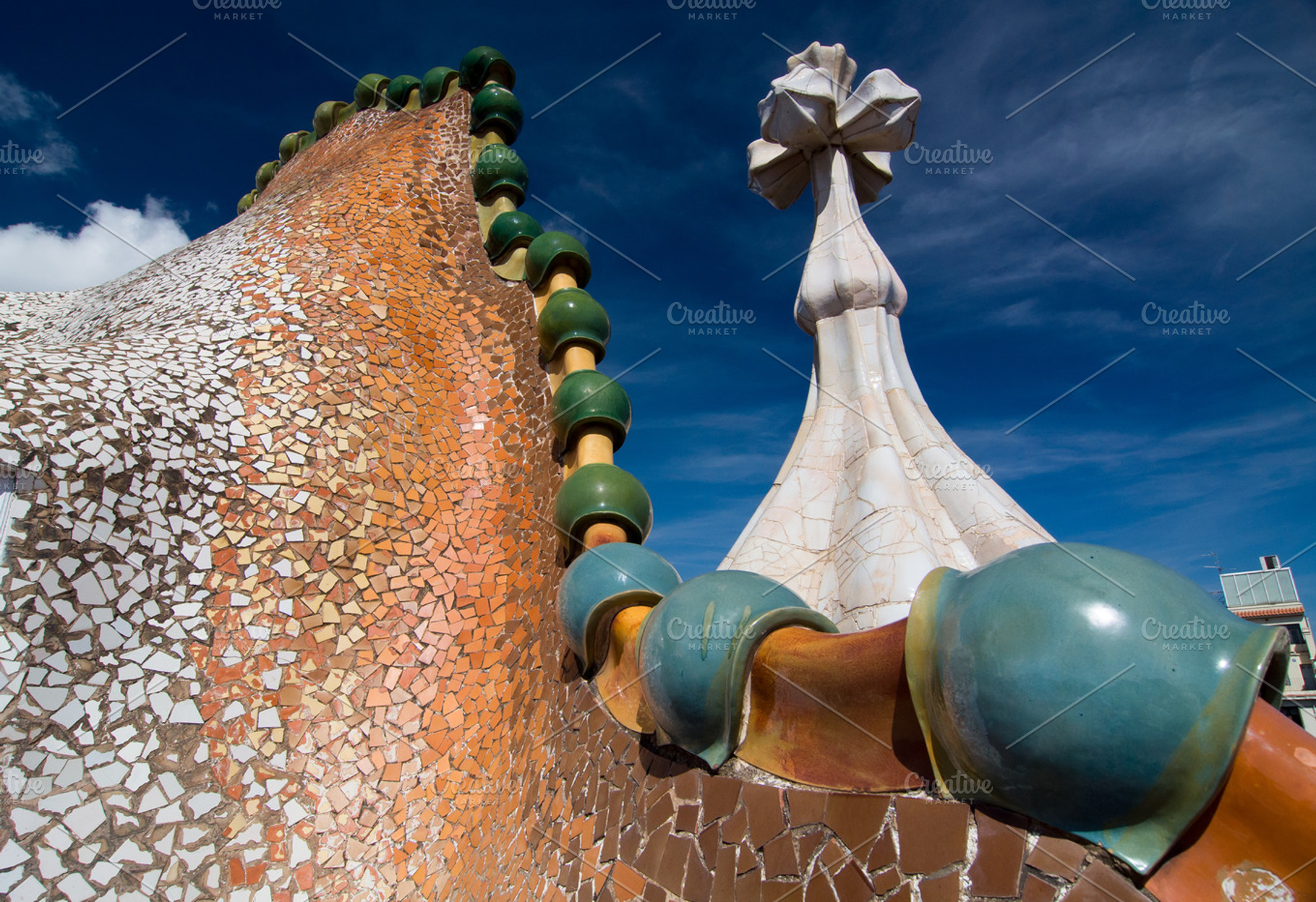 Rooftop of the house Casa Batllo designed by Antoni Gaudi., an Architecture Photo by Yury Dmitrienko