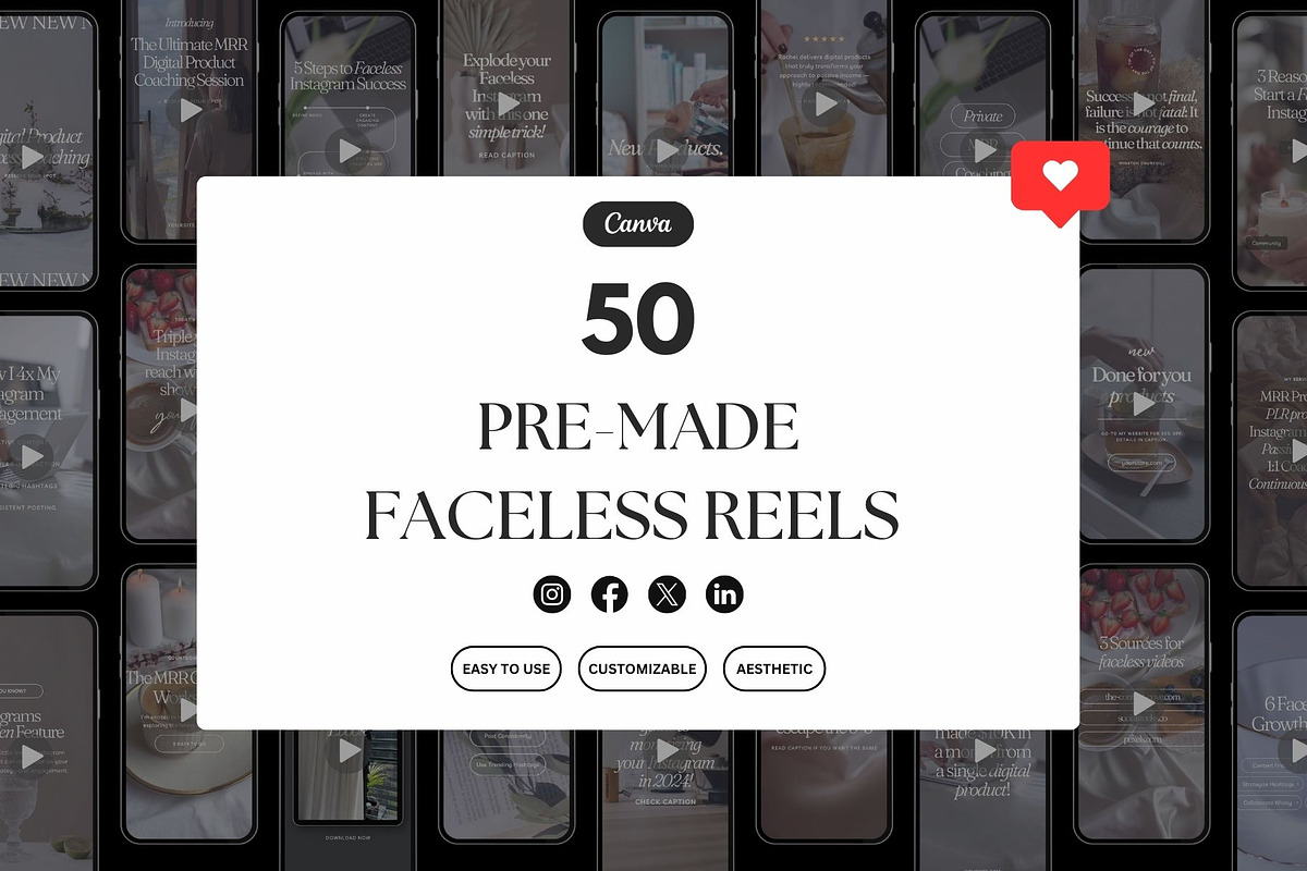 50 Faceless Reel Bundle-MRR & PLR, a Social Media Template by Studioxhq (Photo 1 of 4)