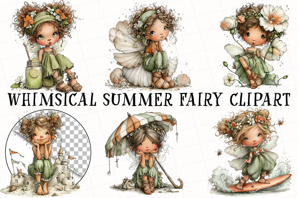 Whimsical Summer Fairy Clipart, an Illustration by OK Design (Photo 2 of 6)