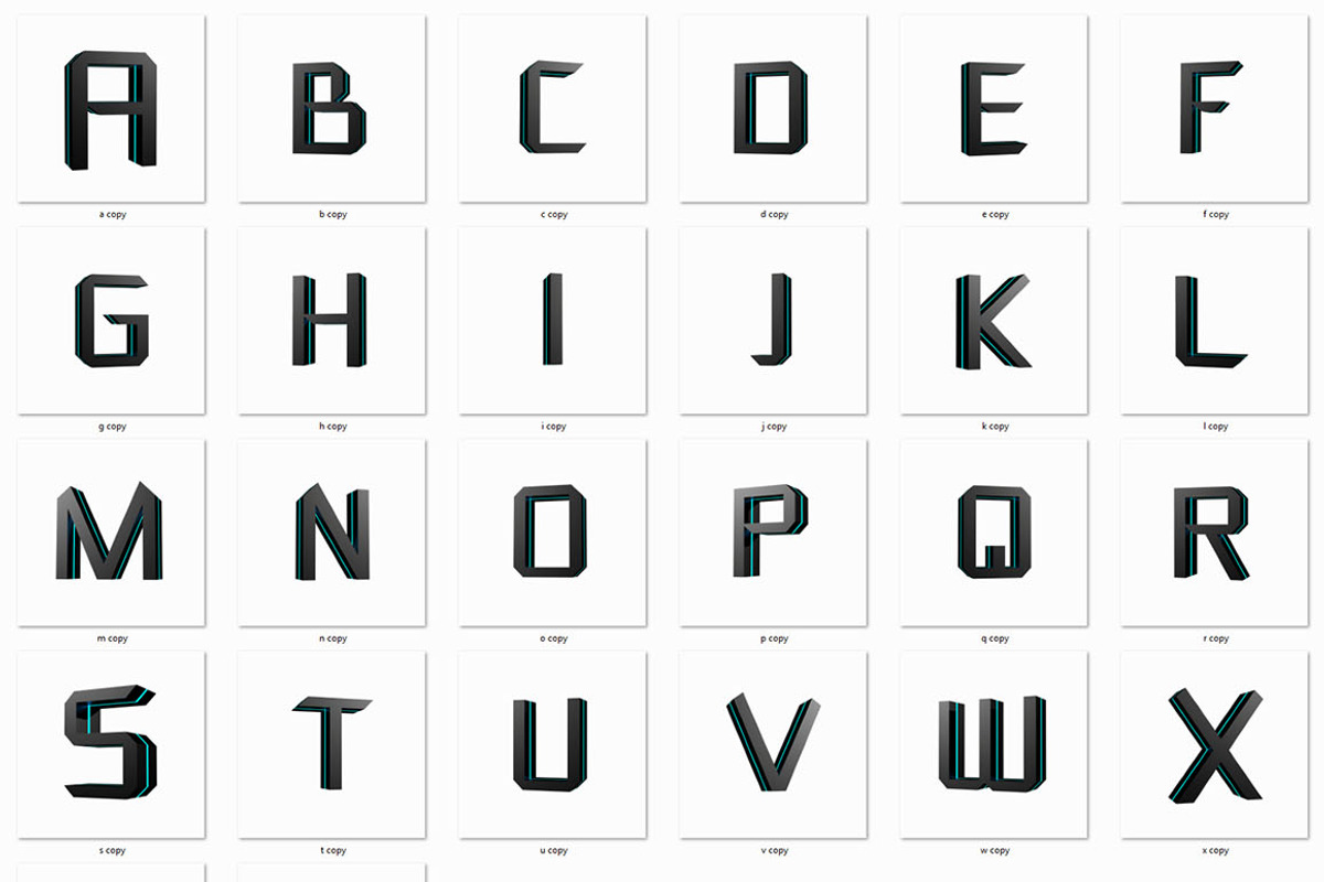 Blue Neon - 3D Lettering + Font preview 4