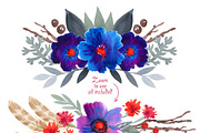 Watercolor floral DIY set 35 pcs., a Background Graphic by Natasha Koltsova (Thumbnail 2 of 5)
