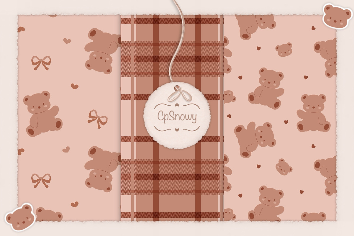 Cute Lovely Bear Seamless Pattern, an Animal Illustration by CpSnowy (Photo 1 of 3)