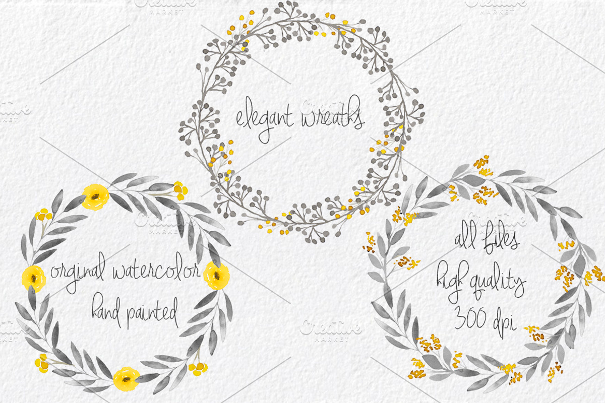 Yellow & Grey Flowers hand painted, a Decorative Illustration by MaraquelaStudio (Photo 6 of 8)