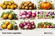 Farm-fresh vegetables. 83 images, a Food Illustration by Handmadefont (Thumbnail 6 of 14)