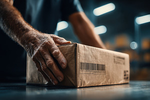 Worker prepares package for shipment, a Photo by Beautiful things