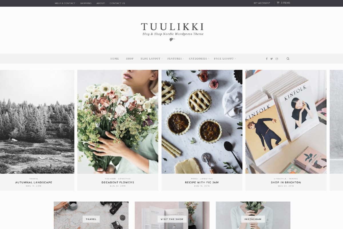TUULIKKI Nordic Blog & Shop Theme, a WordPress Template by Sparrow & Snow (Photo 1 of 5)