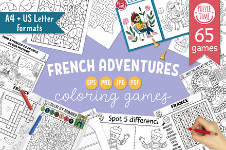 French Adventures coloring games, an Education Illustration by Lexi Claus