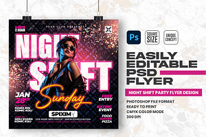 Night Shift Party Flyer Design, a Flyer Template by Shajib Shikder