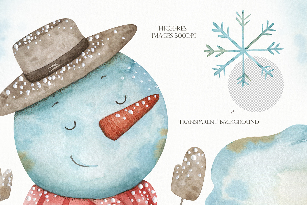 Watercolor festive winter clipart, an Illustration by OrangePeafowlArt (Photo 4 of 11)