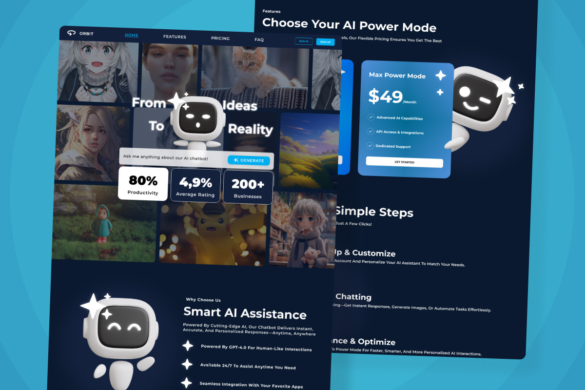 Orbit - AI Chatbot Assistant Landing, a Landing Page Template by twinstd (Photo 4 of 5)
