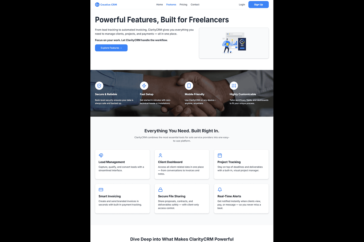ClarityCRM – SaaS Dashboard Template, a React Template by EmmanuelNdeche (Photo 4 of 17)