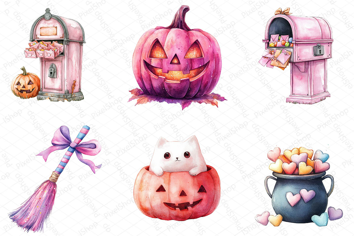Pink Sweet Halloween Clipart, an Illustration by DreamPrint404 (Photo 5 of 5)