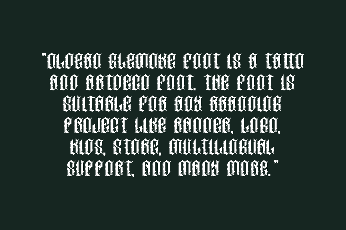 Oldero Glemoxe - Tattoo Font, a Blackletter Font by QR Design Studio (Photo 5 of 7)