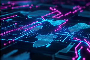 Futuristic Digital Circuit Board, a Technology Illustration by Lermont51