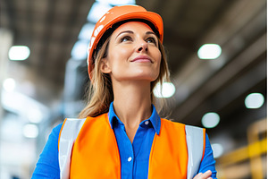 Female industrial worker in hard hat, an Industrial Photo by Lermont51