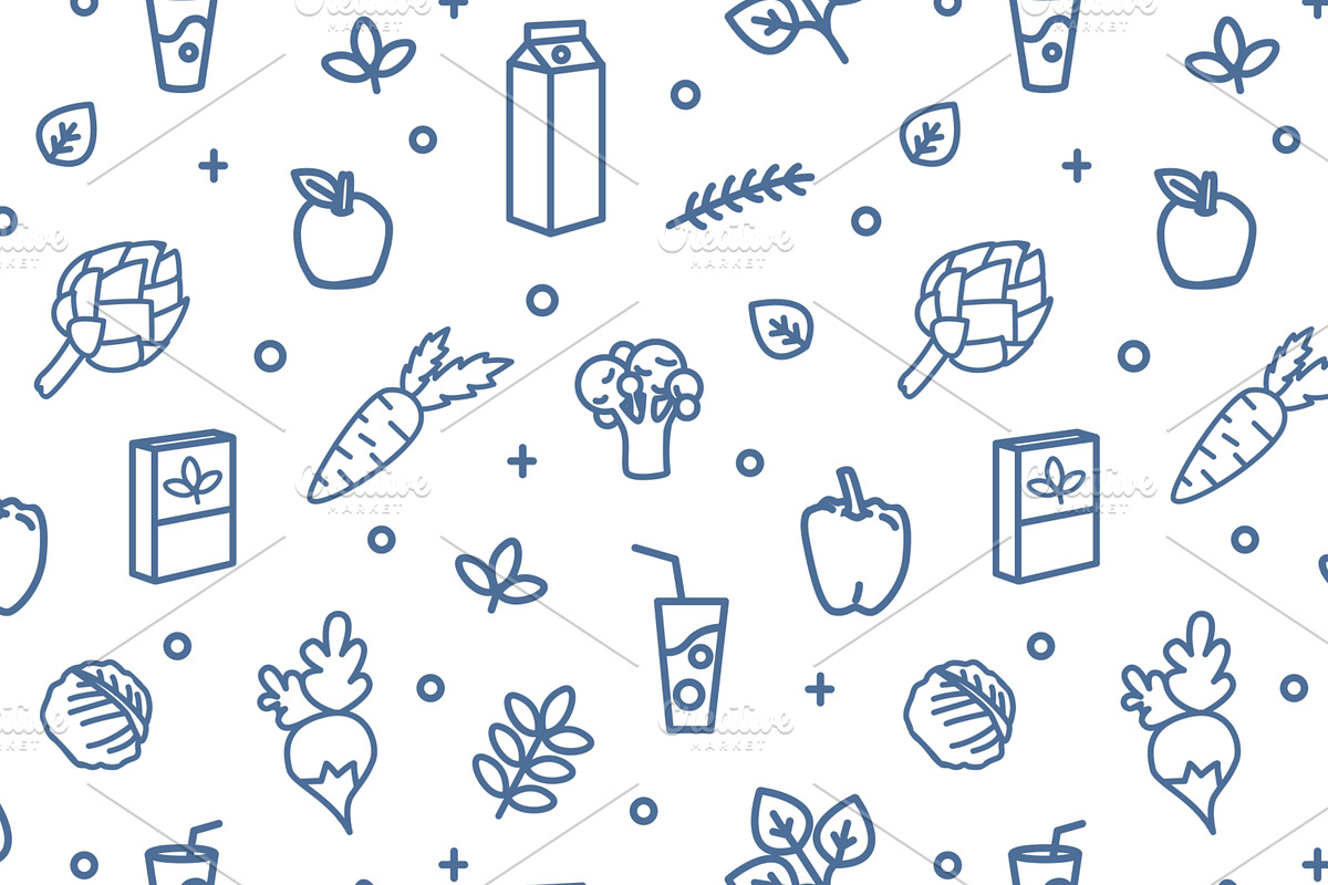 Organic food banner, pattern, a Food Illustration by Good Studio (Photo 7 of 10)