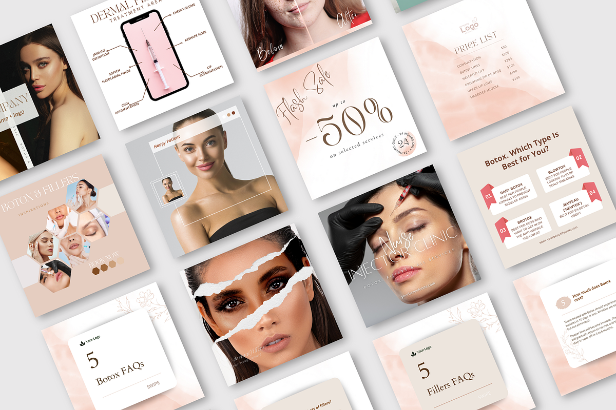Botox & Esthetician Canva Templates, a Social Media Template by NataliesBox (Photo 3 of 13)