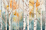 Watercolor Autumn Birch Trees Forest, an Object Graphic by Printable Treasure (Thumbnail 8 of 9)