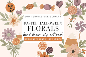 Pastel Halloween Floral Clipart