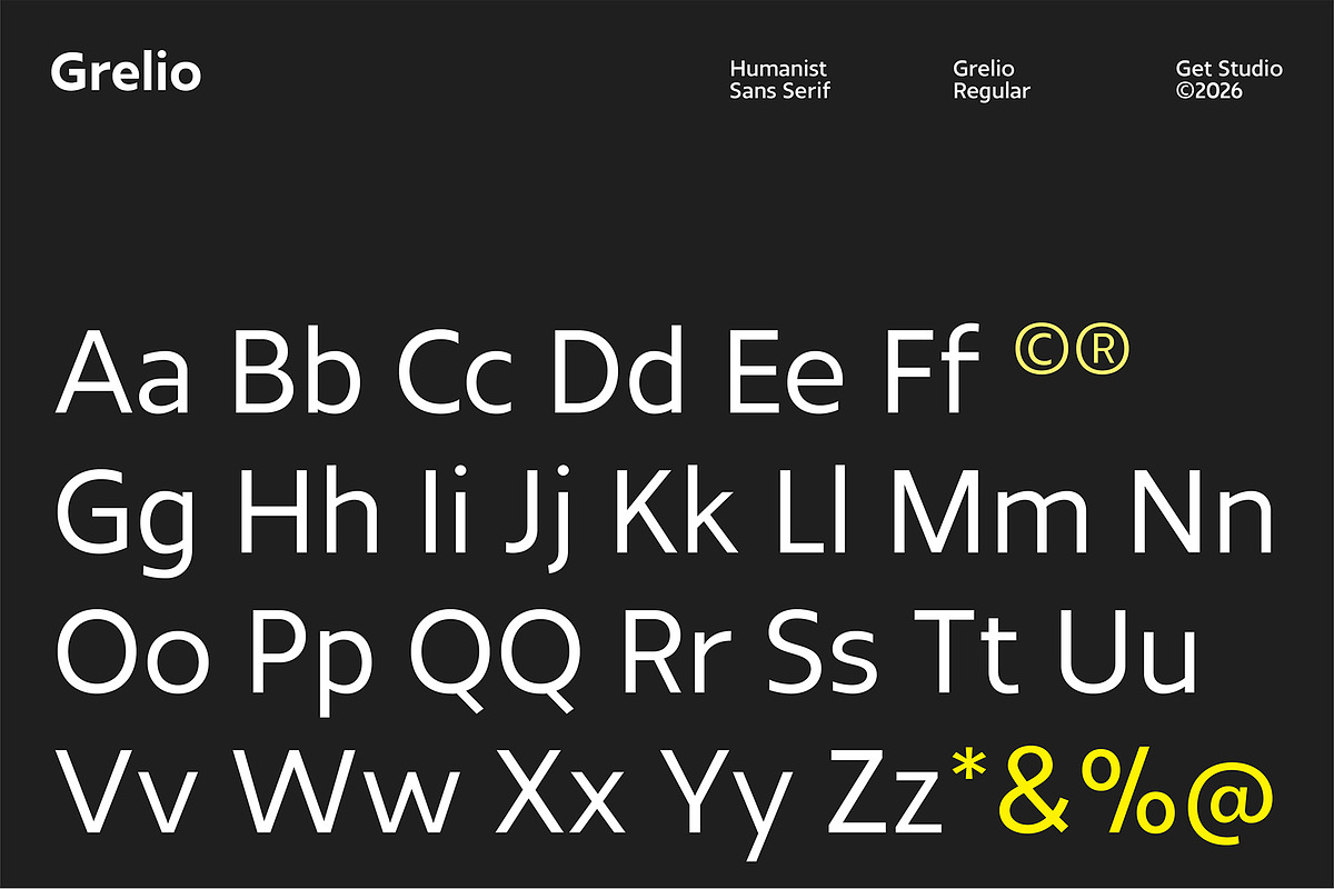 Grelio - Humanist Sans Serif, a Sans Serif Font by Get Studio (Photo 17 of 17)