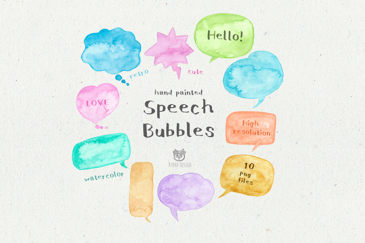 Watercolor speech bubbles, an Illustration by Eomoiart