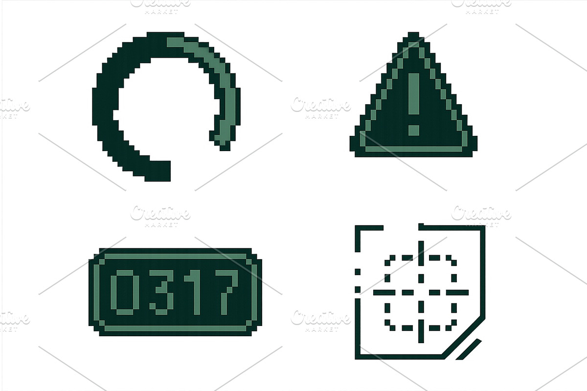 Pixel art depicting various symbols, a Technology Illustration by ZinetroN