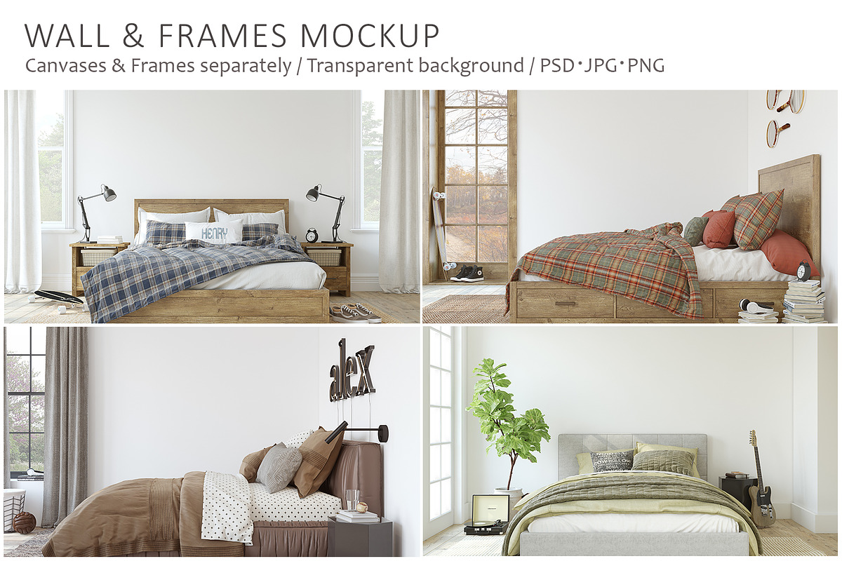 TEENAGER's ROOM Wall&Frame Mockup, a Poster Template by MyHomeMockups (Photo 1 of 12)