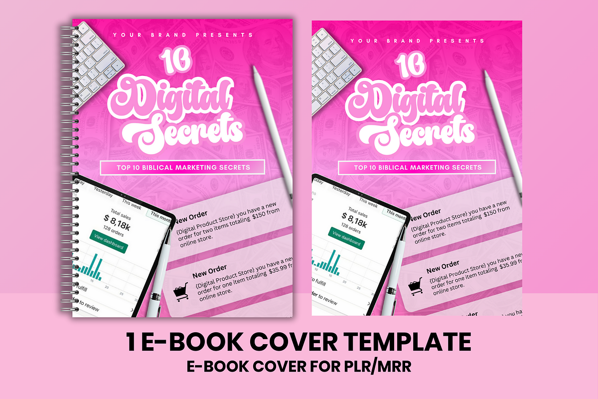 Editable E-Book Cover Pink, a Marketing Template by Lux Logo Studios
