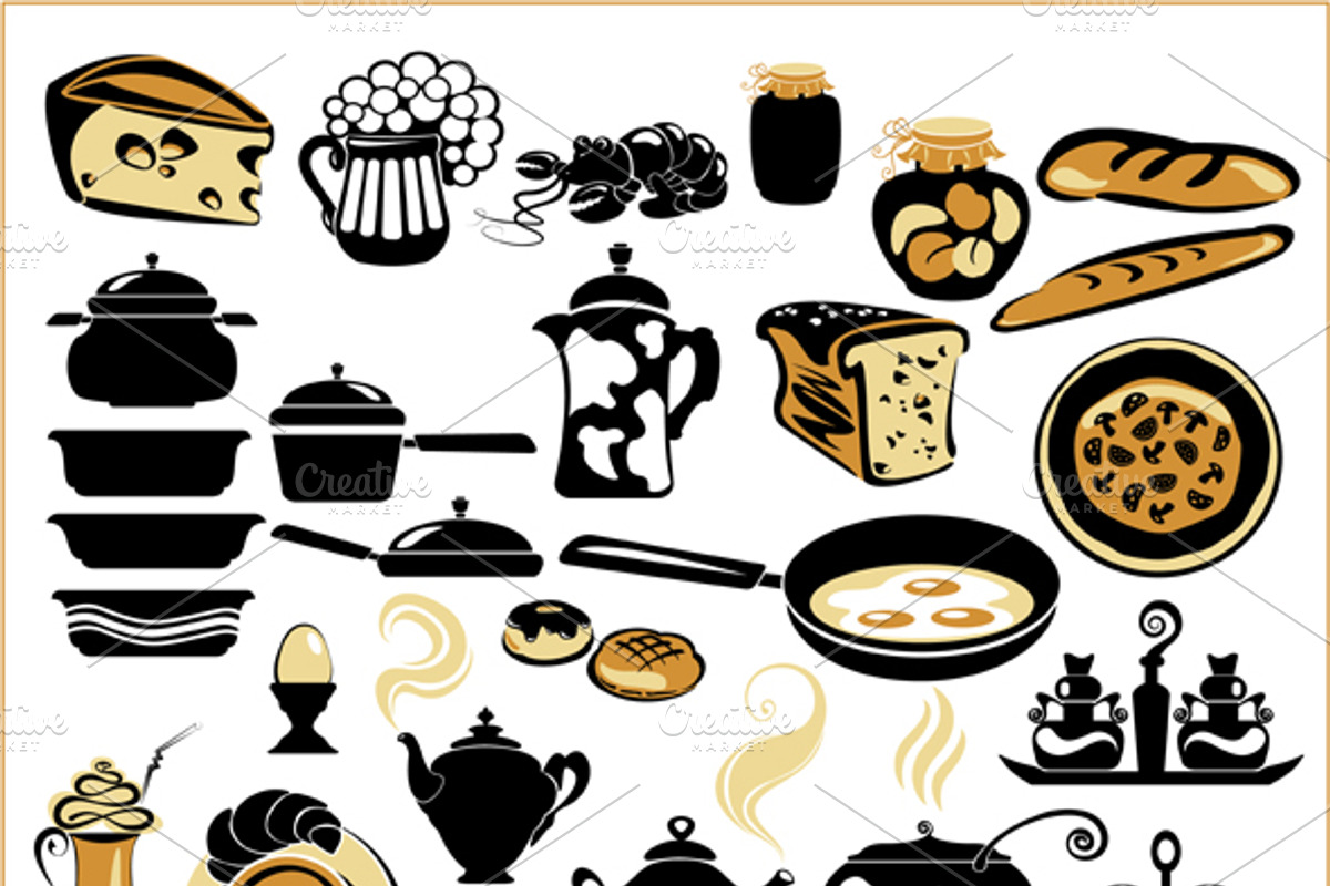 Set of different food - bread, pie, preview 2