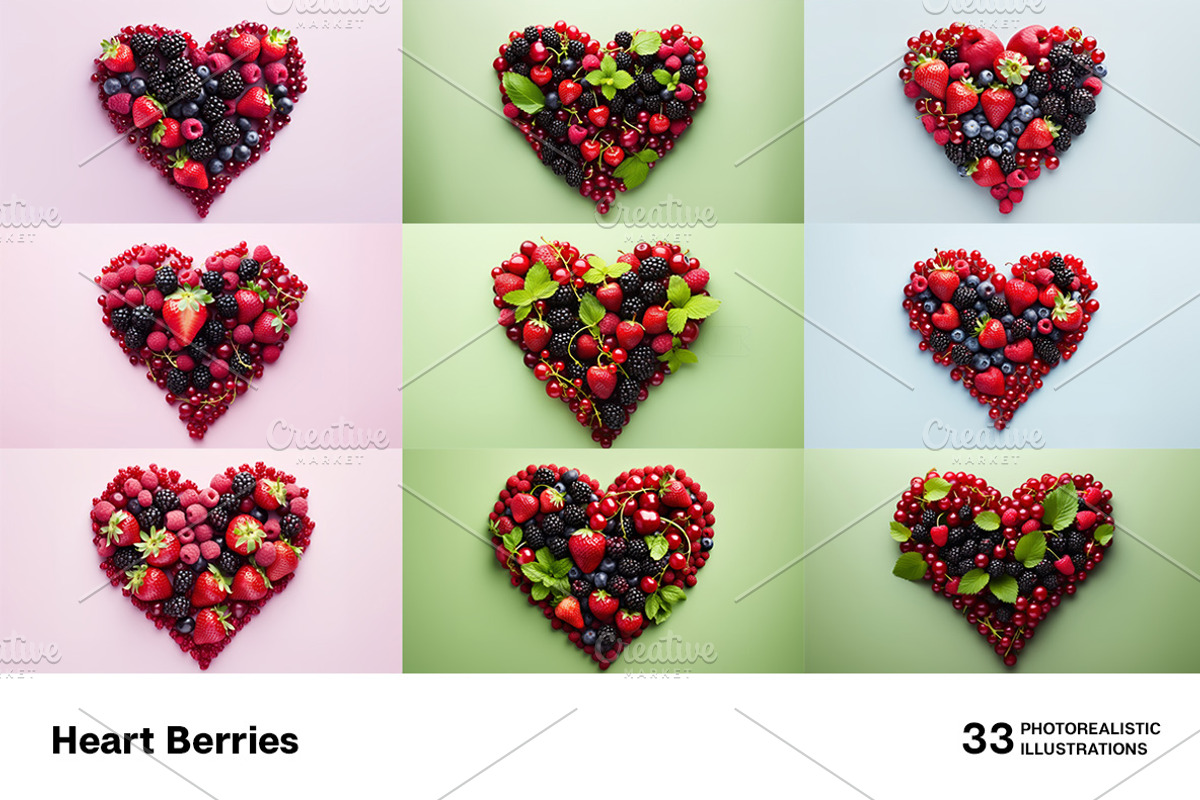 Heart Berries - 33 images, a Food & Drink Photo by Handmadefont (Photo 4 of 9)