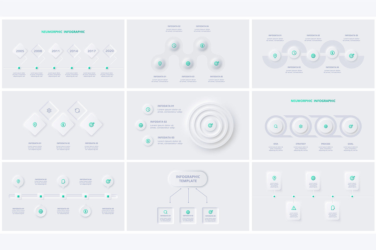 Set Neumorphic Animated Template, a Presentation Template by Infographics project (Photo 13 of 13)
