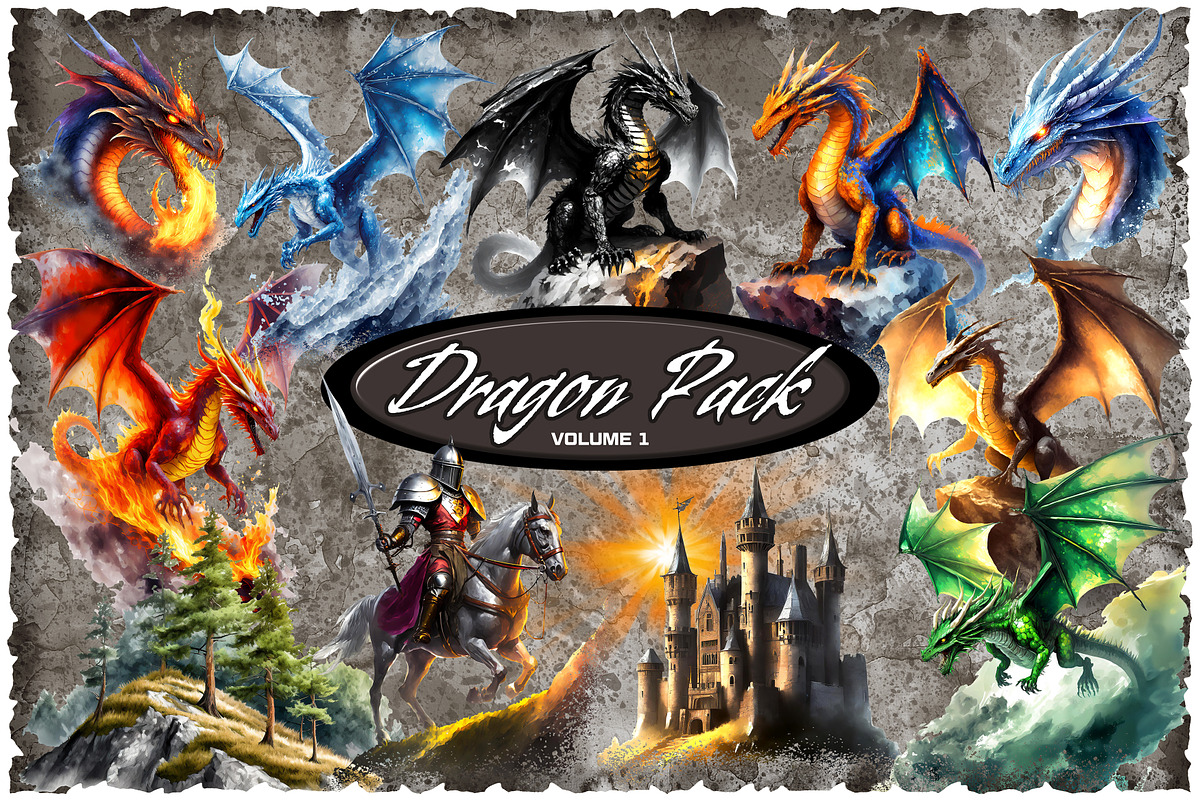 Stock Art - Dragon Pack - Volume 1, an Illustration by artbeerlife (Photo 1 of 2)