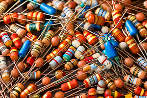 many resistors top view AI generated, a Photo by WorldOfPhotos