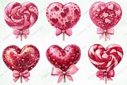 Valentine Lollipop Clipart Bundle, an Illustration by Creative Art (Thumbnail 7 of 9)