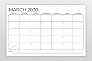 2030 11x17 Calendar Template, a Stationery Template by Running With Foxes (Thumbnail 2 of 5)