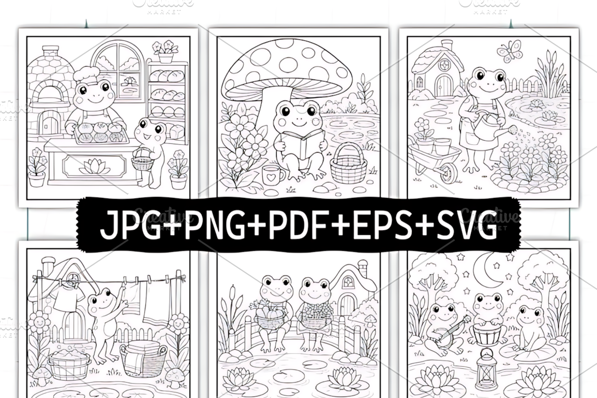 Bold Easy Frog Days Coloring Book, an Object Illustration by Coco Bloom (Photo 2 of 8)