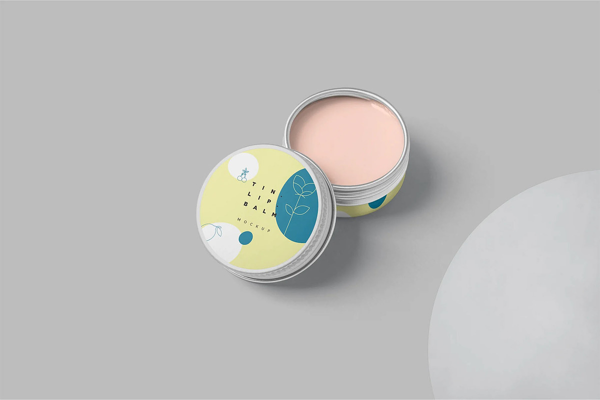 Lip Balm Round Tin Box Mockups, a Packaging Mockup by megostudi0 (Photo 3 of 6)