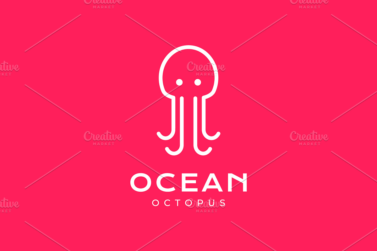 octopus or jellyfish line style logo, a Branding & Logo Template by devastd