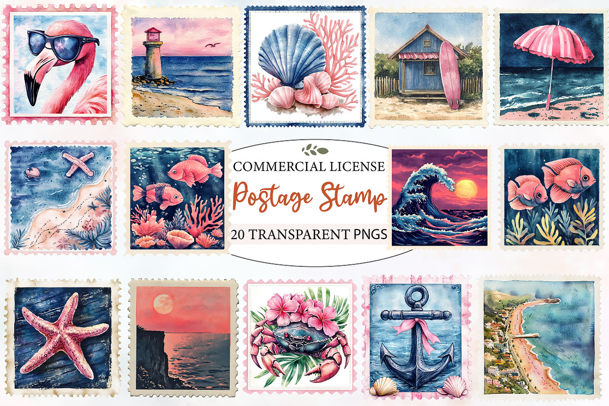 Summer Postage Stamp Clipart, an Illustration by Designworld (Photo 1 of 6)