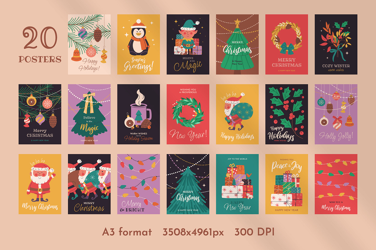 Retro Cheer: 40 Christmas Wall Art, a Seasonal Illustration by IuliiaSavko (Photo 9 of 11)