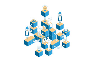 Isometric Startup Development, a Technology Illustration by Agor2012 shop