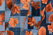 Fall Denim Patchwork Leaves Paper, a Pattern Graphic by Creative Store (Thumbnail 2 of 5)
